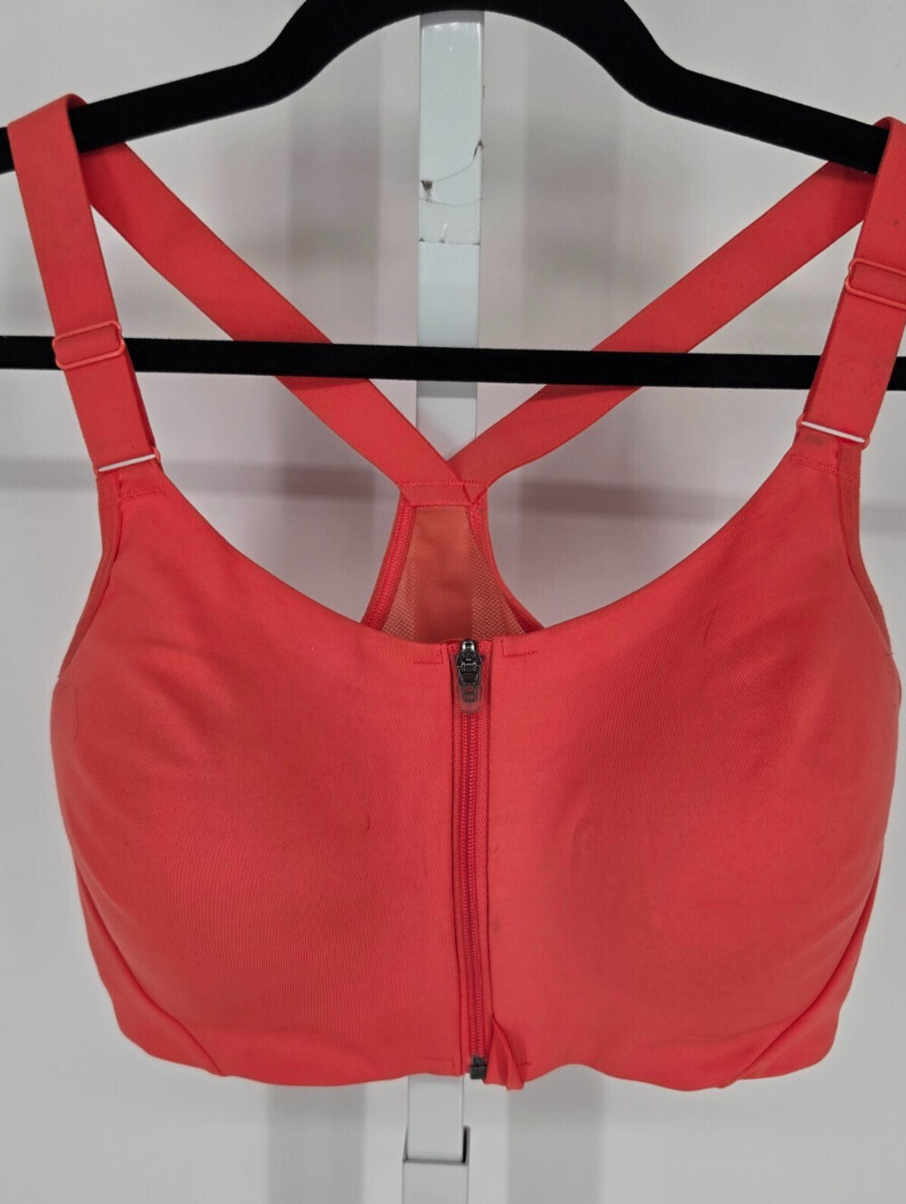 All In Motion Womens Sz 36C Front Zip Sports Bra Coral Pink